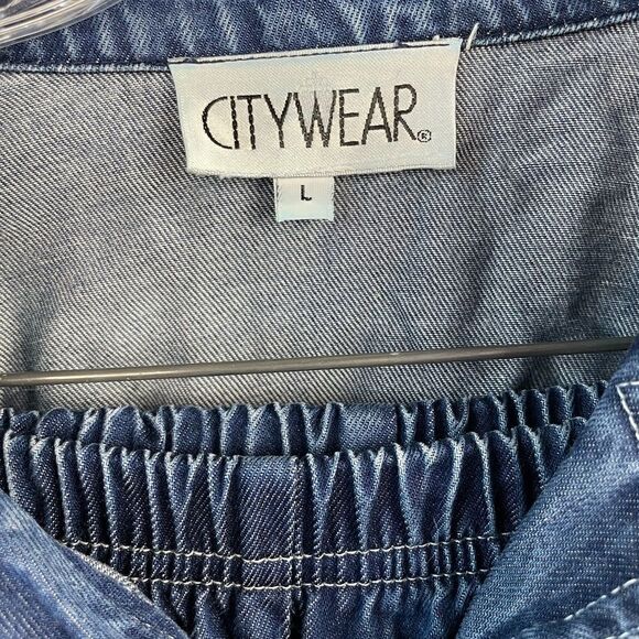 Vintage City Wear Matching Cropped Button Down Tencel Shirt and Pants EUC - Picture 3 of 7